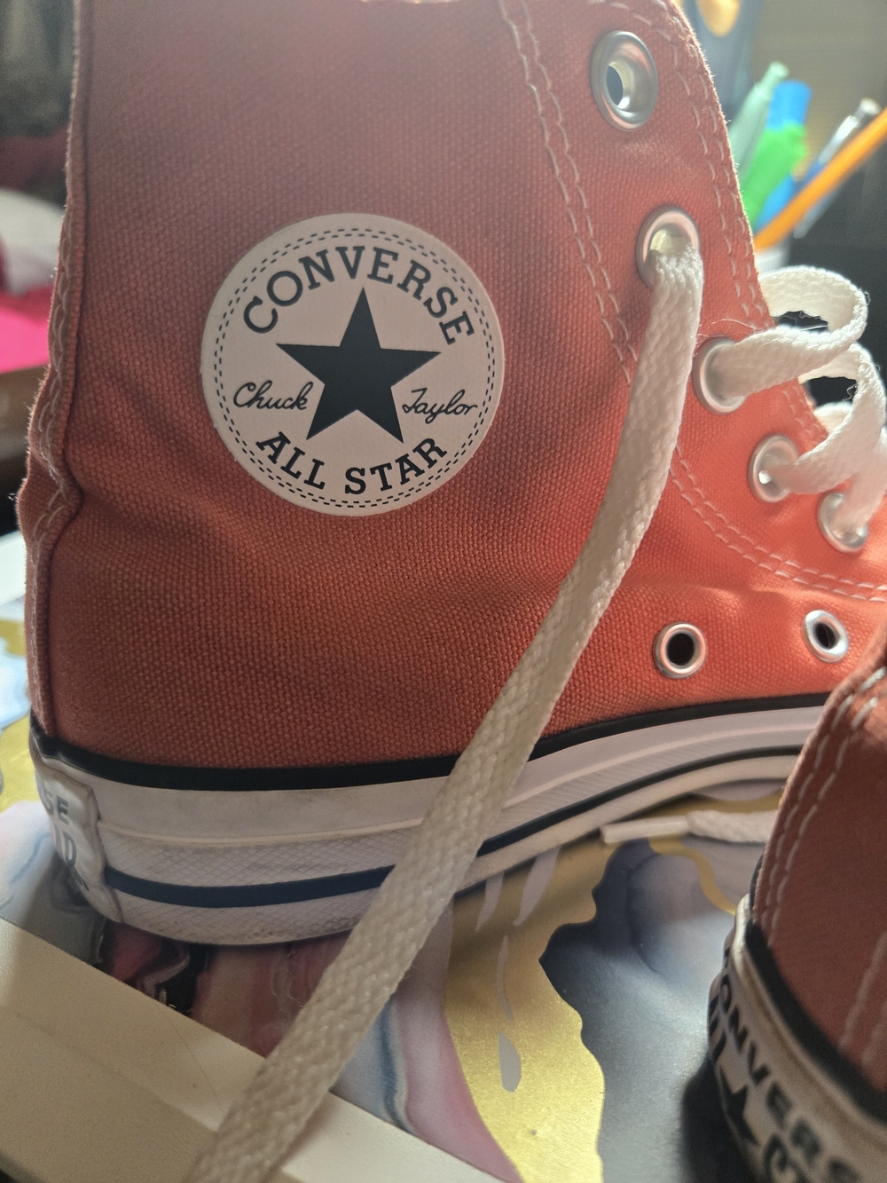 Converse Orange and White Low Top Sneakers